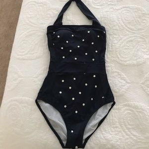 Boden Navy Polka-Dotted Santorini Swimsuit